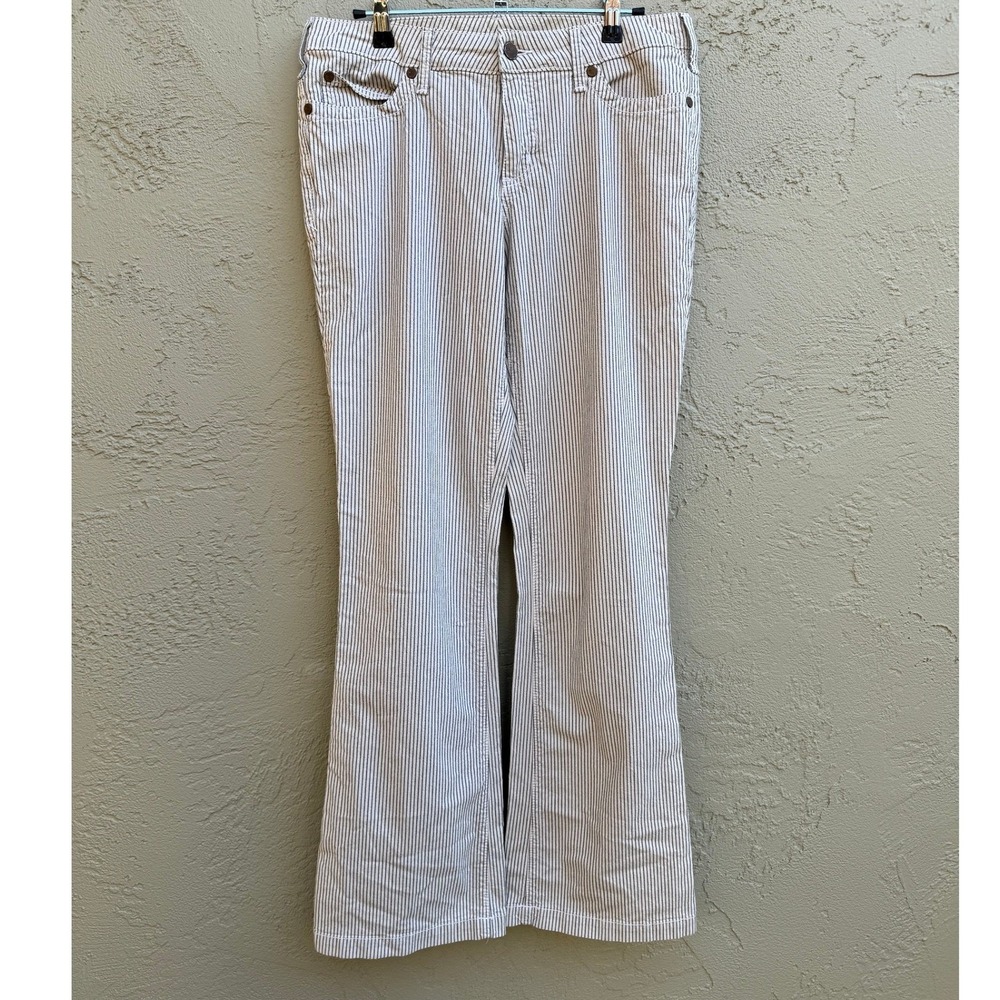 Pure Color Womens Navy White Striped Flare Jeans SZ 30 Nautical Minimalist - Picture 2 of 9